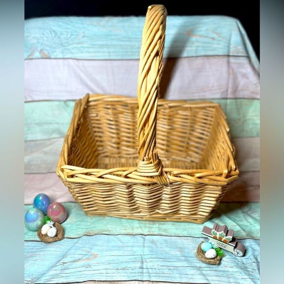 Large Rectangular Woven Basket Handle Holiday Gift Storage Organize EPC - Picture 1 of 8